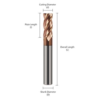 0.6um Wielkość ziarna Tungsten Carbide End Mill z średnicą cięcia 1-20mm i głęboką rowką 55 stopni do obróbki CNC