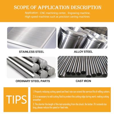 70° Twardość HRC 4-Flute Tungsten Carbide End Mill z powłoką Alnovz3 Specjalizuje się w cięciu frezowym CNC ze stali nierdzewnej