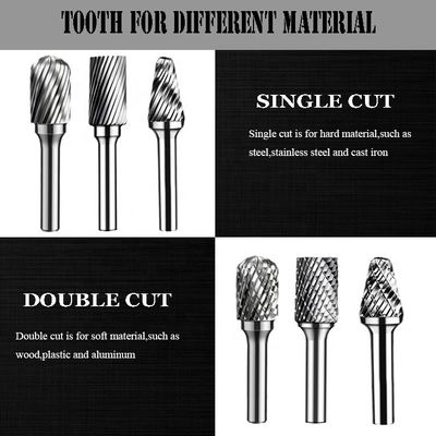 12 Collet Single Double Cut Carbide Rotary Burr Pilnik Obrotowy kształt typu B