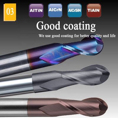 Frez z węglika spiekanego ze stali wolframowej 200 mm 6 Hrc 55 Okrągły R3 4 Flet Hrc 45